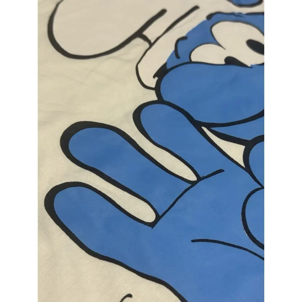 NWT SMURFS X Romwe L White Short Sleeve Peyo T-Shirt Casual Retro Cartoon 80's - Picture 5 of 9